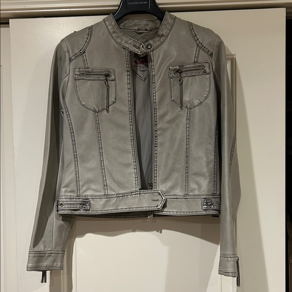 Beverly Hills Polo Club Women's Silver Leather Jacket